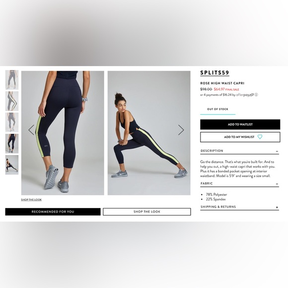 Splits 59 Rose High Waist Capri - Picture 6 of 14